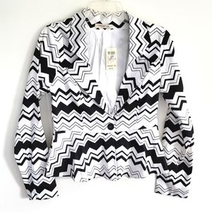 Arden B Black and White Chevron Peplum Blazer BNWT Size Small